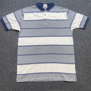 Cambridge Classics Polo Sz LT Mens Blue White Striped Retro 90s Skater TShirt